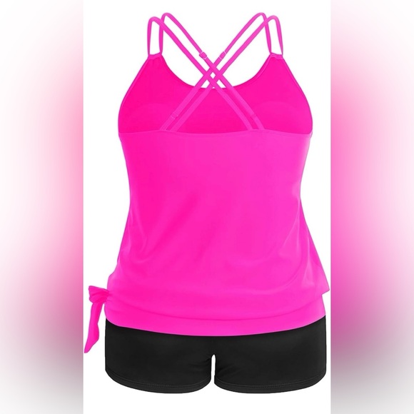 Women Plus Size Two Piece Tankini Swimsuit Tummy Control with Boy Shorts Size 18 - Picture 5 of 6